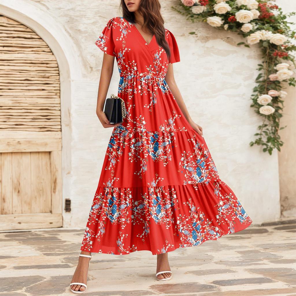 Women's Flowy Dresses Women's Summer Dresses Casual Short Sleeve Maxi Dresses Formal Maxi Dresses