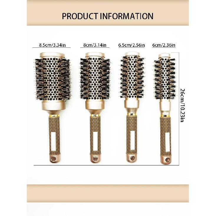 Aluminum Tube Round Barrel Hair Curling Brush Anti Static Round Rolling Brush Pro Barber Hair Rolling Brush Salon Styling Tools