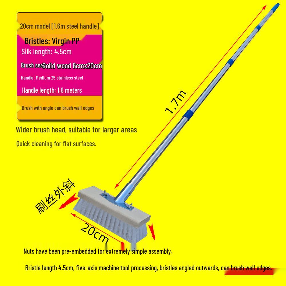 

Щетка для мытья пола с длинной ручкой и жесткой щетиной из полипропилена для кухни, ванной комнаты, улицы и цемента