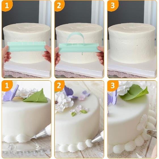 3 Pcs Fondant Cake Arc Ruler, Adjustable Premium Plastic Decorative Marking Divider Cake Framing Tool Round Lace Baking Measuring Pastry Flower