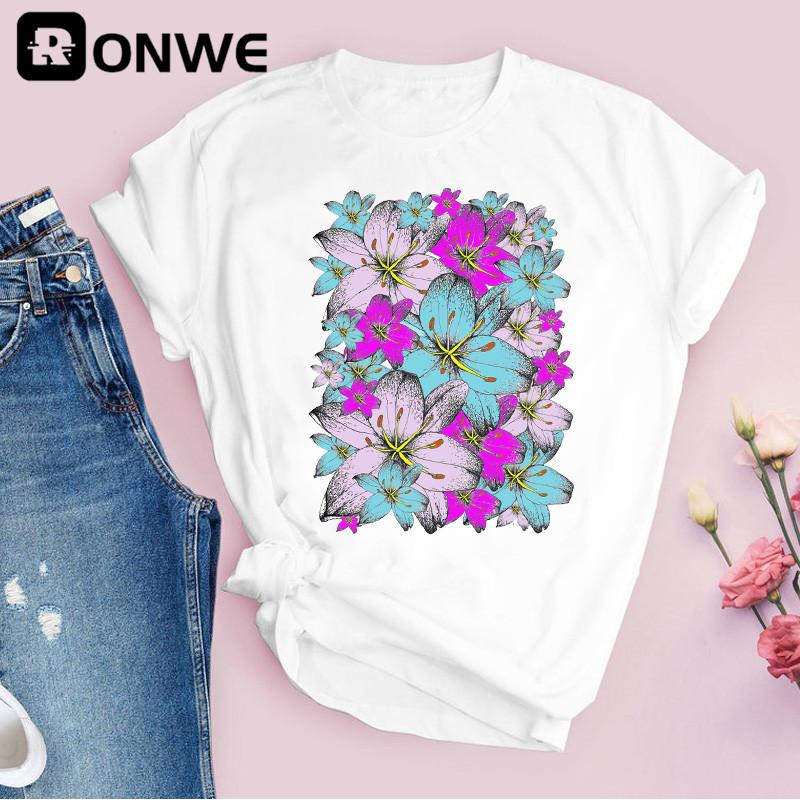 Women Graphic Flower Floral 3D Print T-shirt Girl Funny 90S Print Tops Tee Drop Shipping T-Shirts