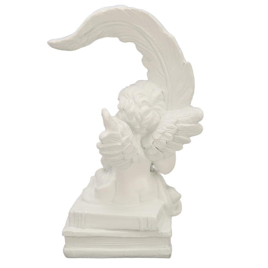 Garden Cherubs Statue Resin Adorable Vivid Expression High Glossy White Cherub Figurine Statue