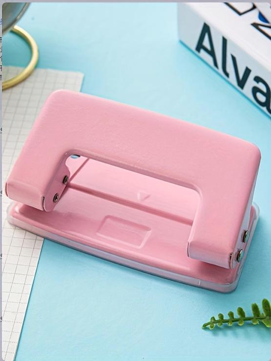 Mini 2-gaats ponsmachine DIY Ponsdetectie Boekpagina Steekmachine Kantoorbenodigdheden Macaronkleur