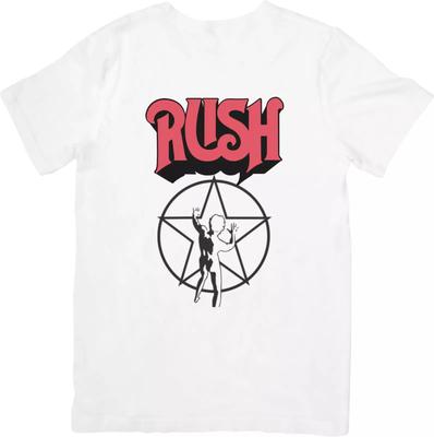 Rush Muziek Fit voor Mannen & Vrouwen Kwaliteit Katoenen T-shirt Wit.
