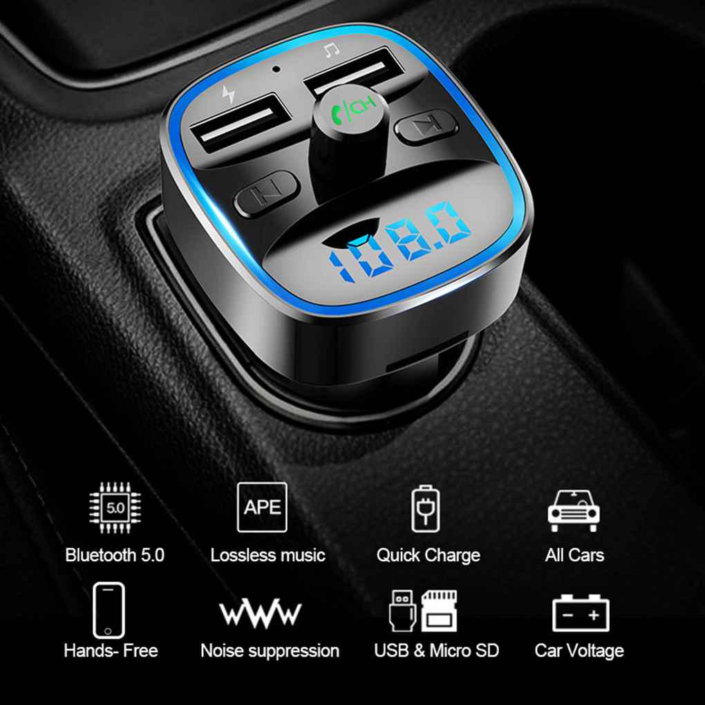 MP3 Player ABS Fast Charging Car Cigarette Charger Voltage Quick Connection Cars USB Chargers Vehicle MP3s Signal FM Transmitter