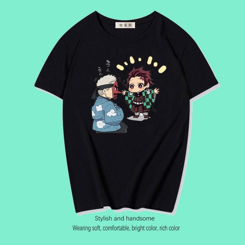 

ZX 2026 New Ghost Killing Blade Charcoal Zhilang Douzi Shanyi Same Style Short Sleeve Tshirt Cartoon Anime COS Loose Clothes 3XL