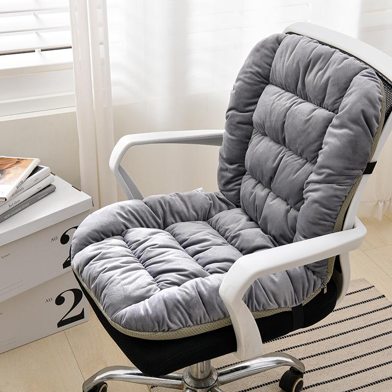 Winter Heated One-piece Chair Cushion Office Chair Backrest Integrated Cushion Warm Plush Solid Color Student Stool Seat Cushions