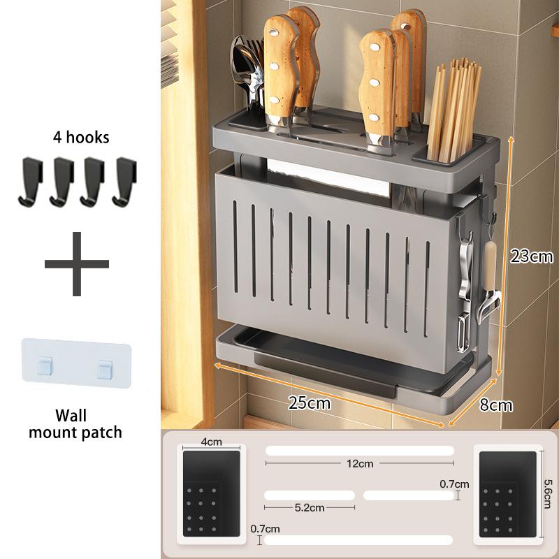 Suport cuțite blat bucătărie montat pe perete multifuncțional suport depozitare bețișoare linguri cuțite