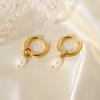French Retro Earrings Temperament Earrings Bead Circle Ear Buckles Electroplated 18k Gold Plated Earrings