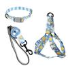 Dog Harness Dog Leash Three-piece Collar Chest Back Pet Leash Printed Dog Leash Pet Supplies