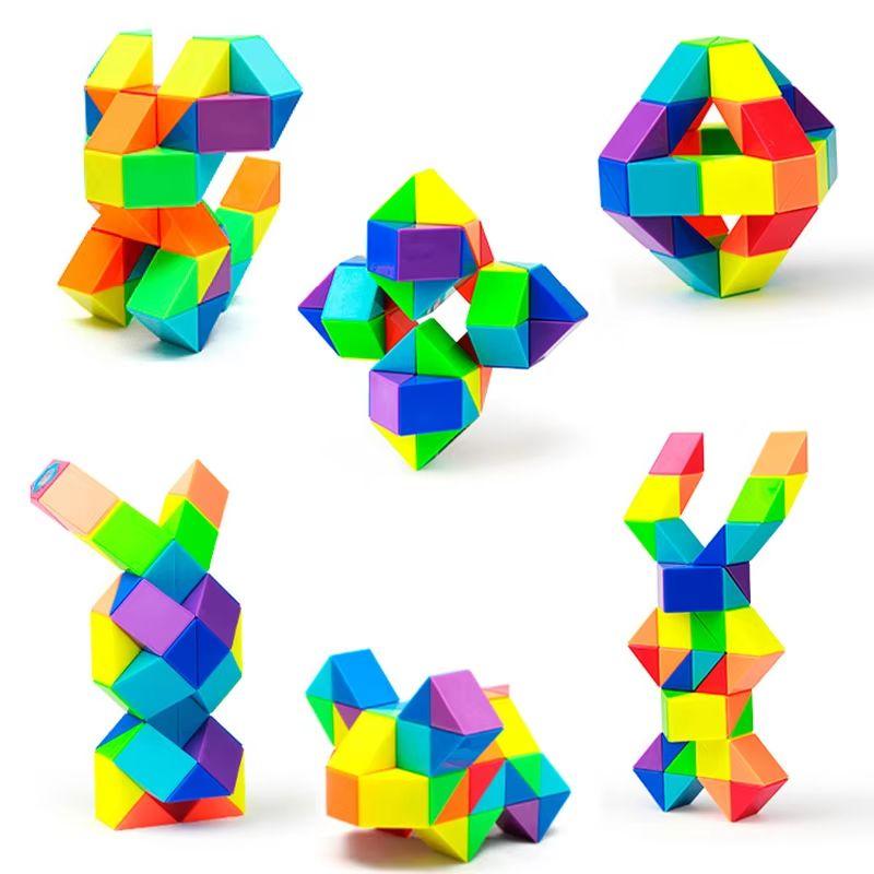 Magic Rule Snake Colored Puzzle Toy - Transformable Multi-color Magic Cube Educational Decompression Fidget Toys for Kids