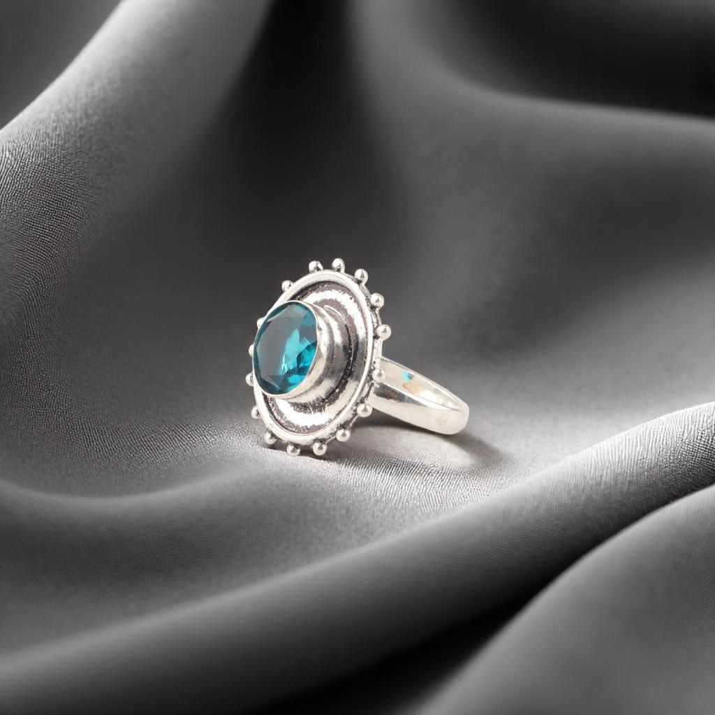 Blue Apatite Gemstone 925 Sterling Silver Jewelry Handmade Ring Gift For Women RR-49-11