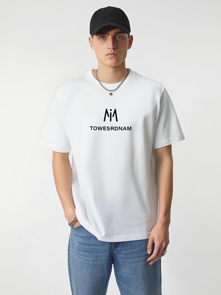 INS Men Fashion Short Sleeves Loose T-shirt 100% Cotton Casual Tee Size S-5XL