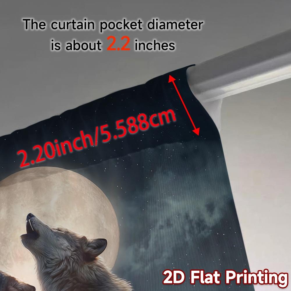 2pcs, 2D FLAT PRINTING Curtains (Without Rod) Lunar Harmony Light Filtering Modern Curtains Durable 100% Polyester Fabric