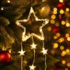 New Year Festive Atmosphere Light LED Christmas Window Star Decoration, Battery Operated Hanging Warm Indoor Outdoor Decorations Lighted Shaped