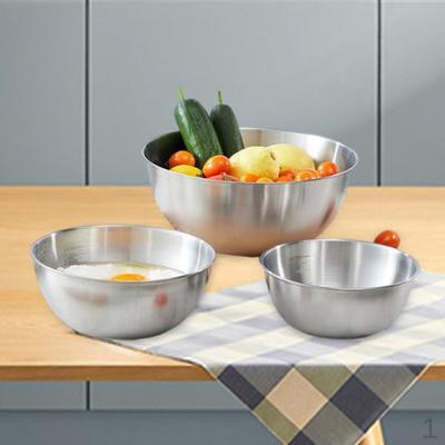 3 Pieces Nested Mixing Bowls Stainless Steel Stackable Space Saving with Scale for Baking