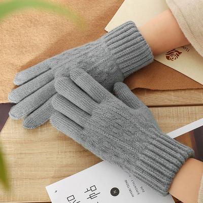 Plush Women's Knitted Gloves Windproof Cold-proof Gloves New Outdoor Gloves  Gifts