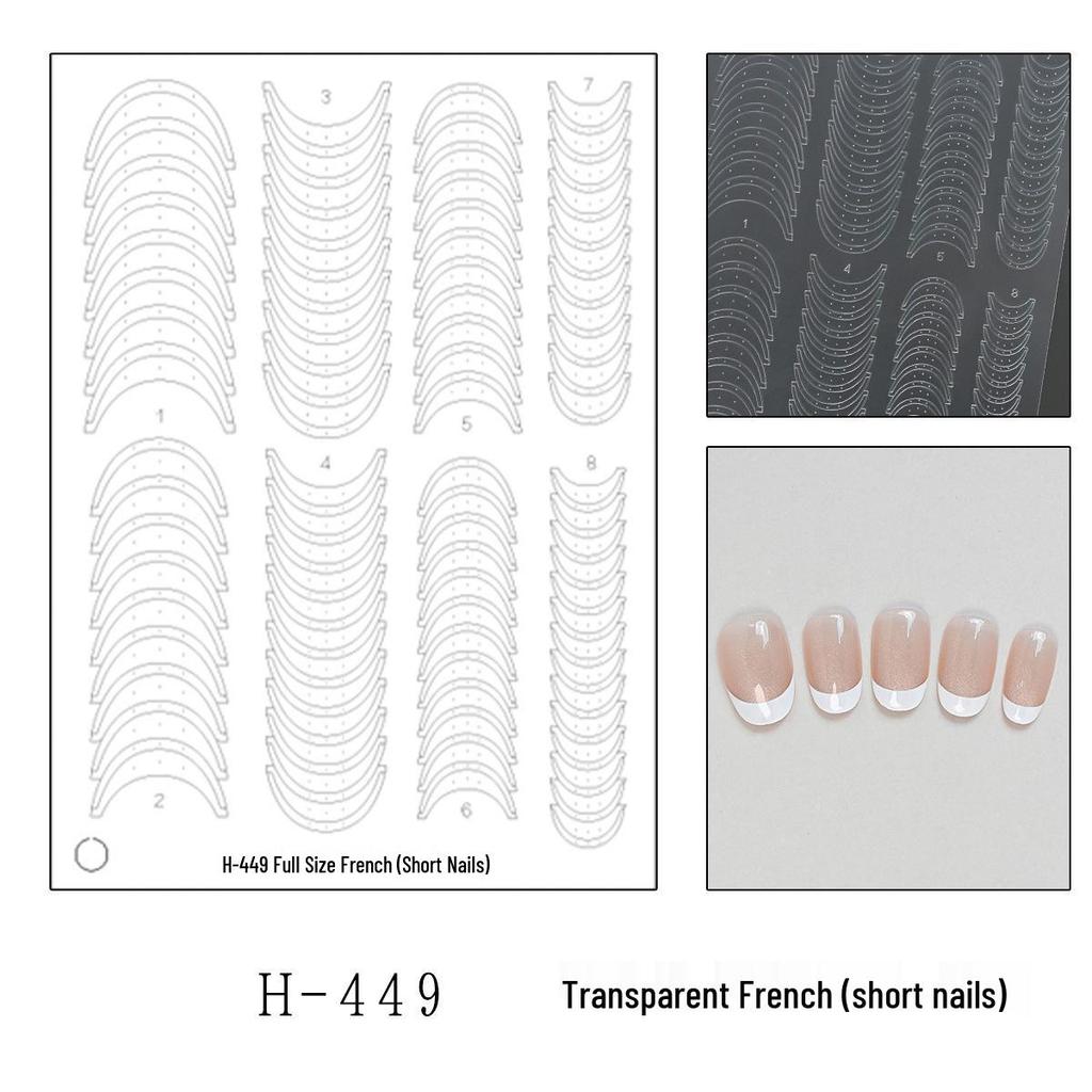Ultra-Thin Transparent French Nail Art Templates - Hollow Stickers with Pat-on Glue