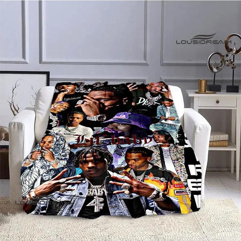 Hip -hop Singer Lil Baby Printing Blanket Picnic Blanket Warm Flannel Blankets Bed Linings Blankets for Beds Birthday Gift