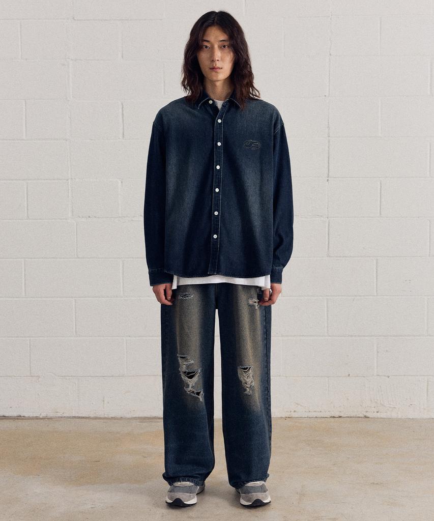FILLUMINATE Tear Washed Denim Pants - Black