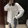 Spring Long Sleeved T-shirt, Women's Loose Slit Bottom Shirt, Top