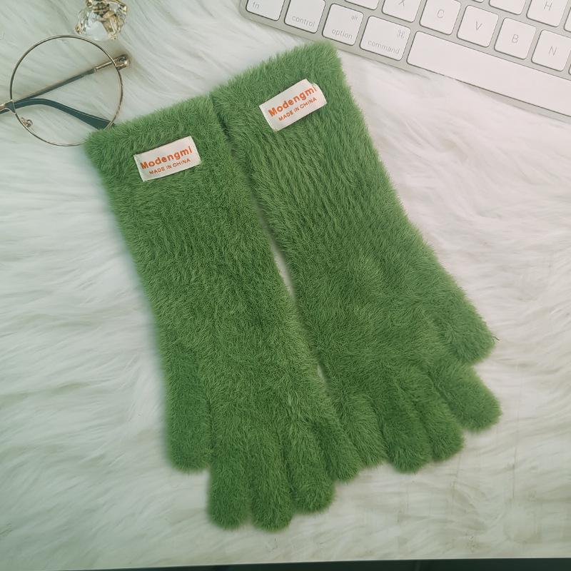 

Women s Long Plush Wool Knit Fingerless Touchscreen Gloves
