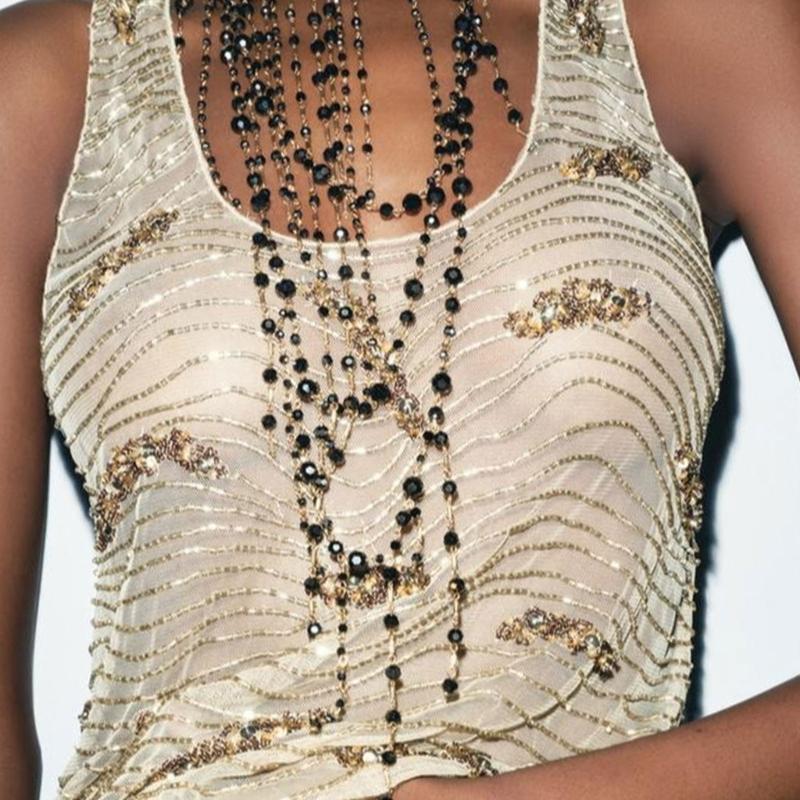 Böhmischer Stil Wasserfall-Halskette Tragbar für Damen mit Mehrschichtigen Perlenquasten Modeschmuck-Accessoires