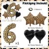 Super sized 40inch leopard print digital balloon with leopard print pentagram and black heart balloon for birthday party decor
