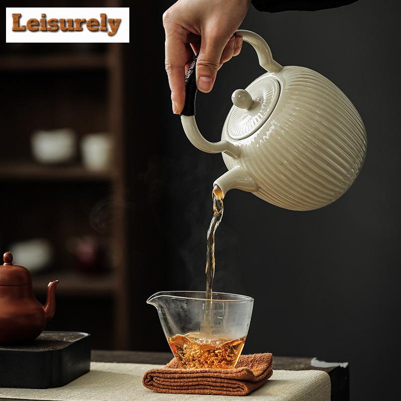 800ml Sodaglasyr Randig Keramisk Tekanna Lyftbalkskanna För Elektrisk Keramisk Spis Vattenkokare Bryggteset Teartikel