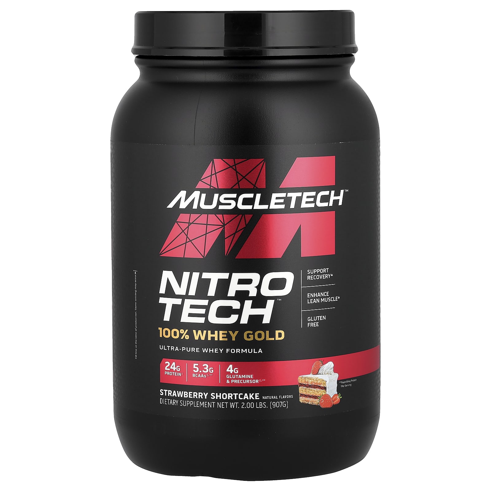 

MuscleTech, Nitro-Tech® 100% Whey Gold, Strawberry Shortcake, 2 lbs (907 g)