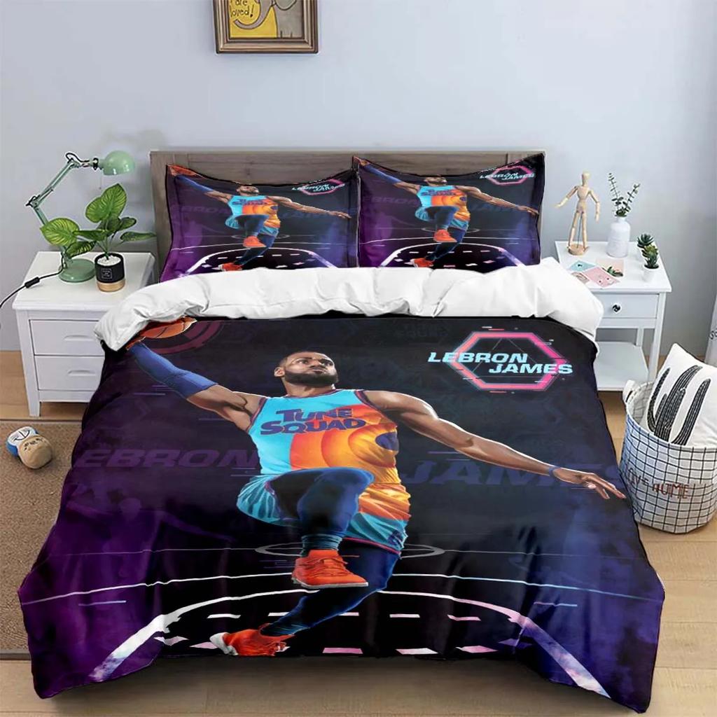 2025 Fashion Basketball Star A-LeBron J-James Printing Bedding Set Duvet Cover Comforter Bed  Youth Kids Girl Boys Birthday Gift