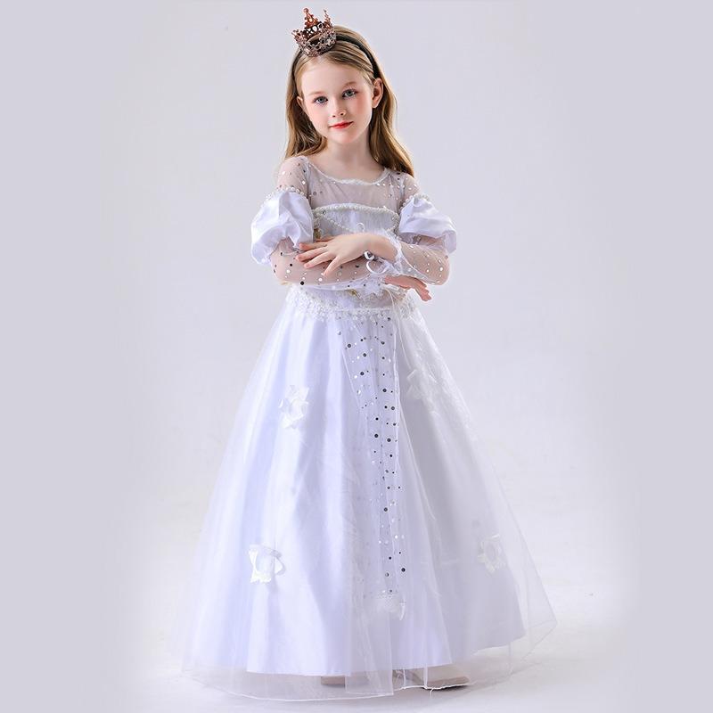 Costum Regina Albă de Halloween Costum de petrecere mascată Rochie de regină pentru copii