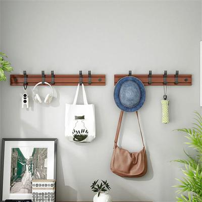 Wandgarderobe mit abnehmbaren Haken, Badezimmertür-Kleiderbügel, Flur-Hut-Schlüssel-Aufbewahrungshalter, Möbelaufhänger, Bambus