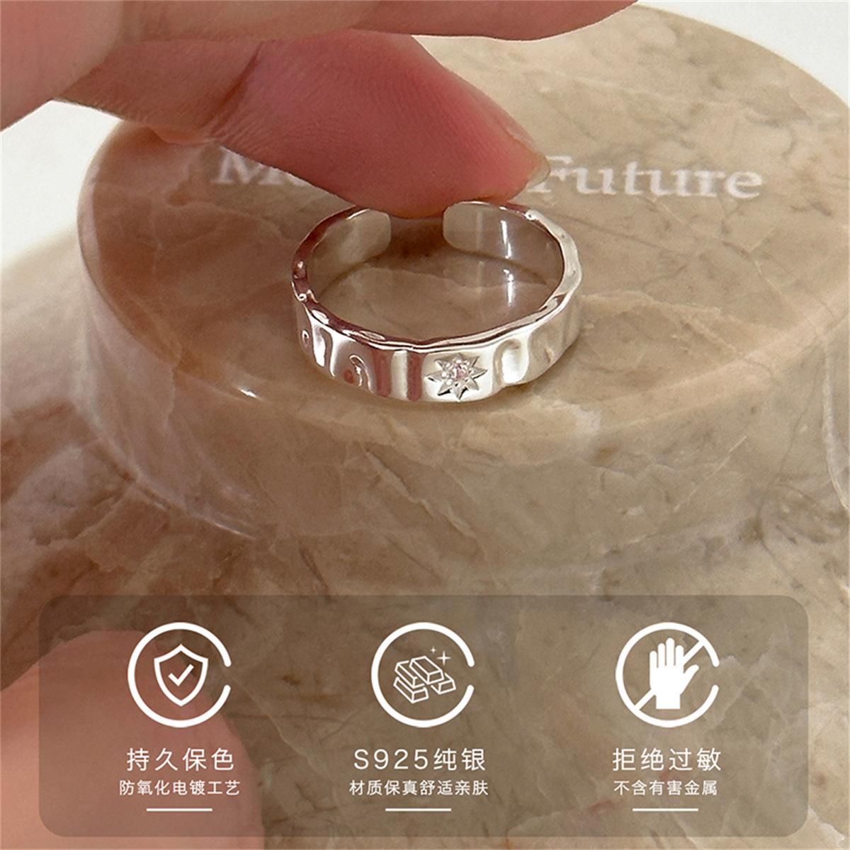 

Кольцо с октаграммой из стерлингового серебра S925, легкое, роскошное, нишевое, дизайн, пара, кольцо для пары, регулировка открытия, простое, новое, ювелирное, модное adjustable opening