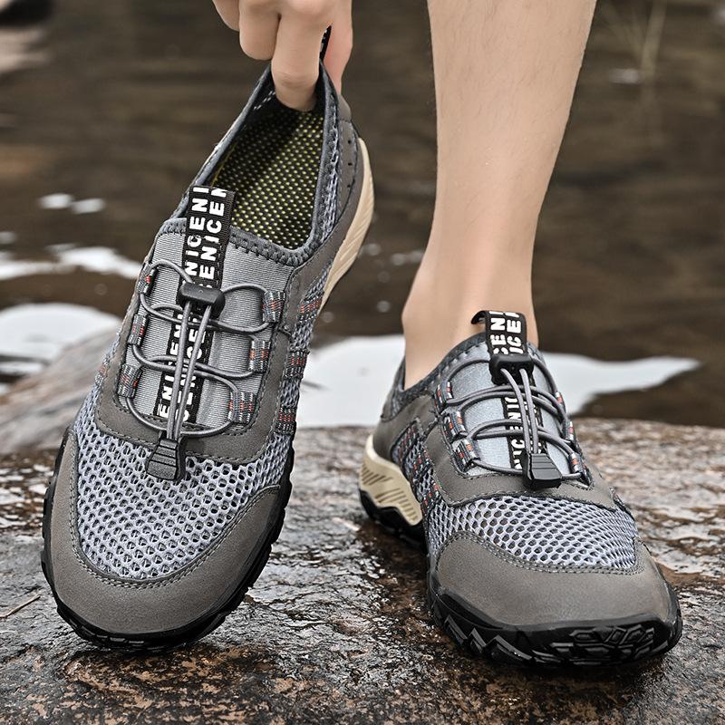 2024 Summer Breathable Mesh Men's Shoes Hollow Out Casual Anti Slip Mountaineering Outdoor Mesh Shoes