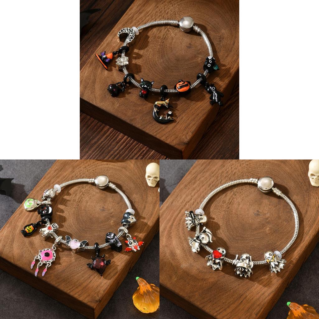 Bracelet Charm Bracelet Squelette Citrouille d'Halloween Pour Enfants et Adolescents