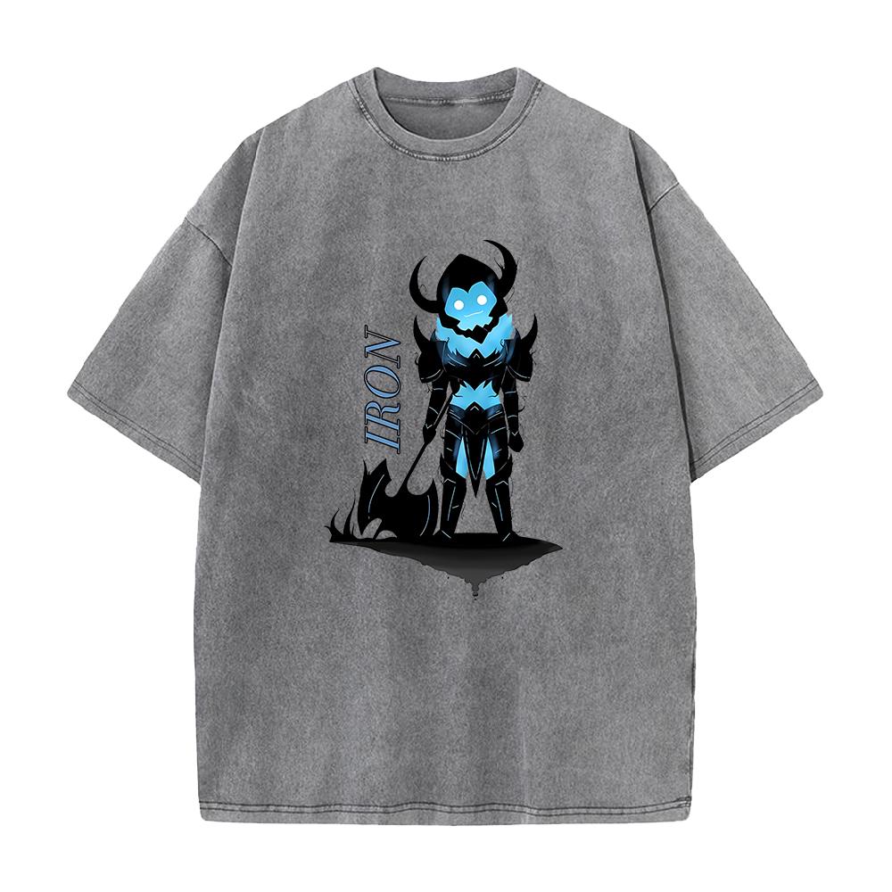 Anime Solo Leveling Sung Jin-Woo Ashborn Printed Tshirt Men Vintage Washed T-shirts Manga Cotton Tee Harajuku Male T Shirt