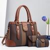 Fashion Color Blocked Woven Texture Women Casual Handbag Wallet Card Bag Set For Daily Use And Street Style