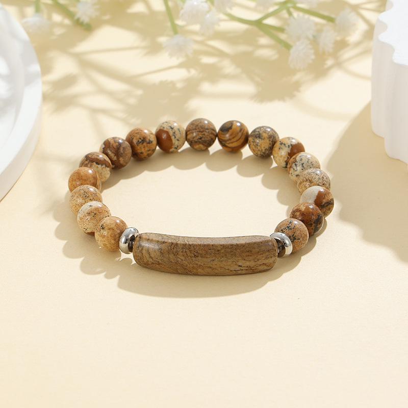 8mm Green Aventurine and Pink Crystal Handmade Bead Bracelet with Curved Tube Design