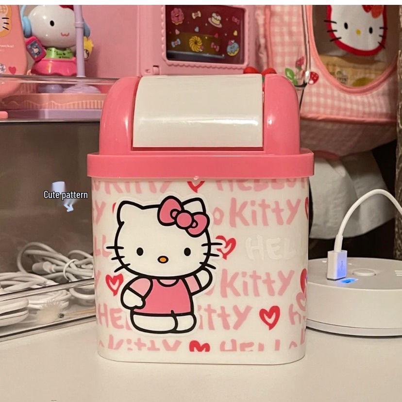 

Girly Cartoon Desktop Trash Can - Mini Office & Living Room Square Bin