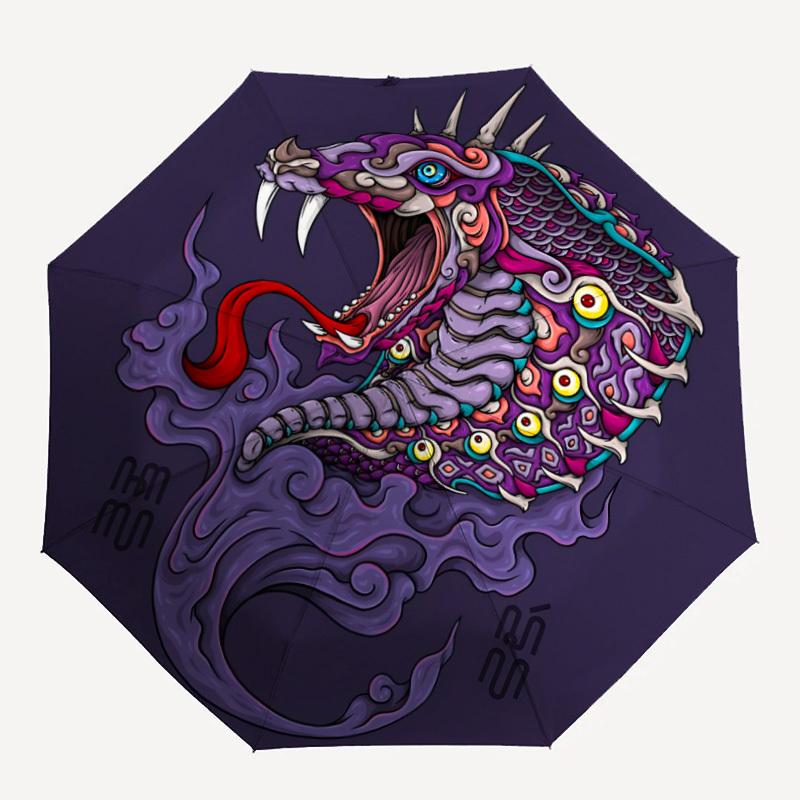 

1pc Serpent Head Design Automatic Opening/closing Umbrella with Auto Open/Close, Windproof, Foldable Sunshade yy250811149