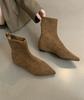 2025 New Flat-bottomed Suede Single Boots Pointed Fashion Boots Simple and Comfortable Short Boots Women's Fashion Versatile Thin Boots