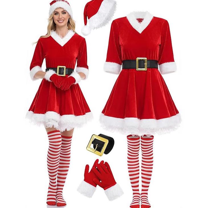 

New Christmas Adult Dress Christmas Tree Dress Long Sleeve Skirt Christmas Stage Performance Costume M