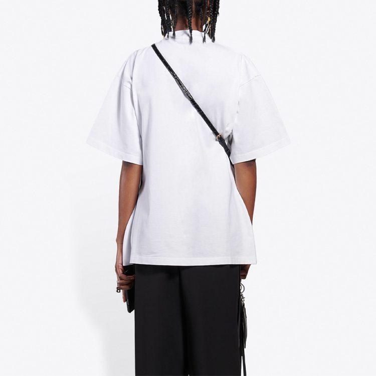 Balenciaga Curved T Shirt 'White/Black' 641590TJV969040
