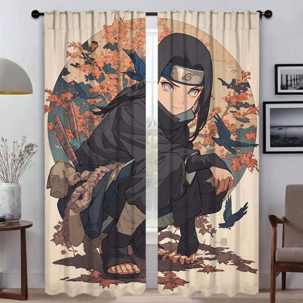 Set Of 2 Modern Narutos Curtains Tulle Bedroom Shades Window Curtain Living Room Blinds Partition Bug Resistant Polyester Ideal For Sitting