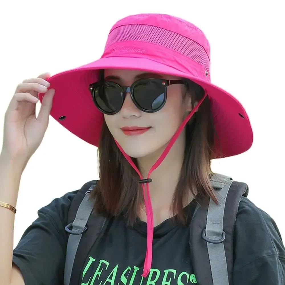 1Pc Summer Big Brim Sun Hat For Female Seaside Sun Protection UV Beach Cap Japanese Wild Fisherman Hat with Windproof Rope Gifts