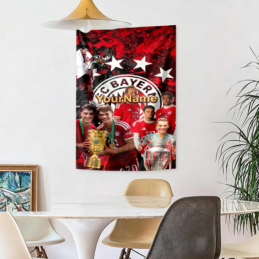 Bayern Munich Custom Your Name Wall Decor Tapestry Art For Pet Memorial Birthdaywedding Party Backdrop Family Gift
