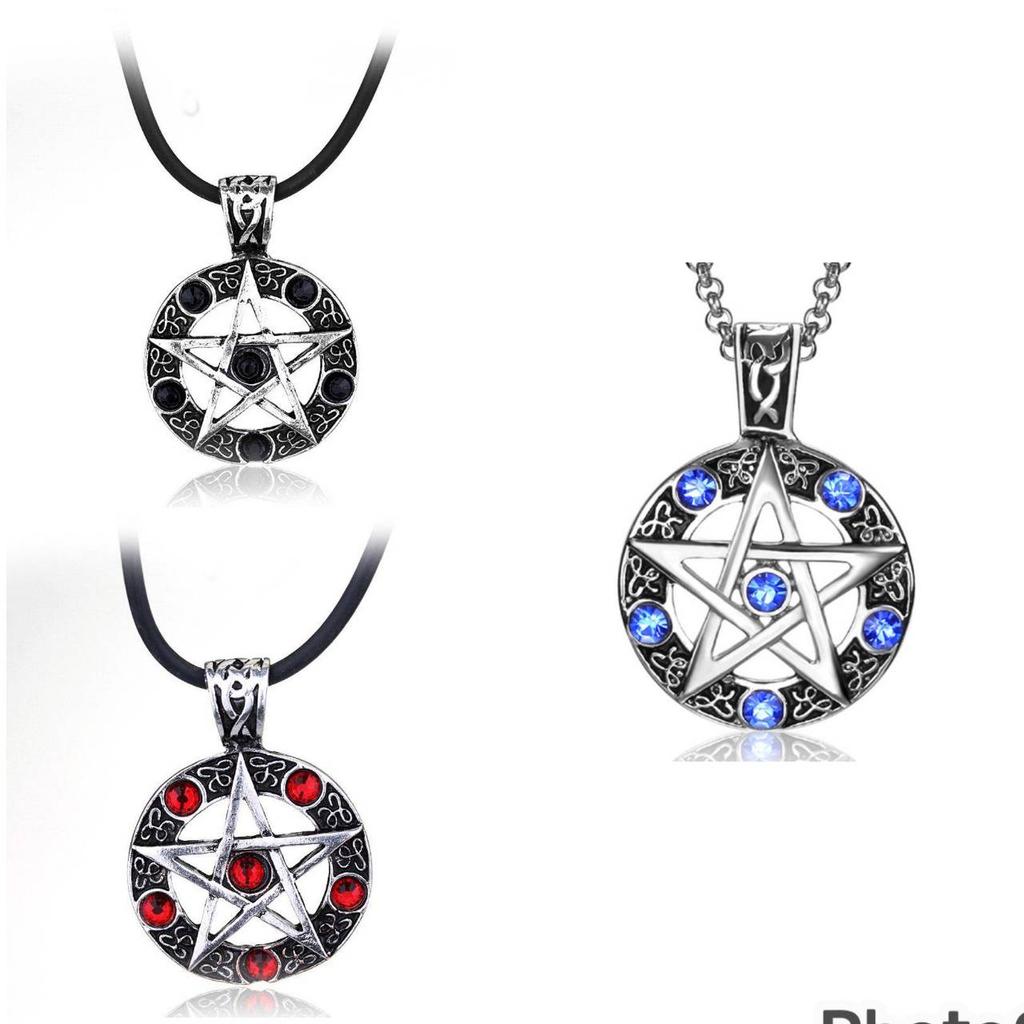 Pentagram Pentacle Satanic Satan Devil Occult Magic Demon Goth Rock Unisex Supernatural Necklace Pendant Vintage Protect Witch Talisman Health Jewelry