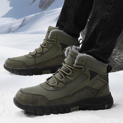 Heren Winterlaarzen Met Bont Warm Sneeuw Antislip Heren Werk Casual Schoenen Waterdichte Leren Sneakers Hoge Top Enkellaarzen Grote Maat 46