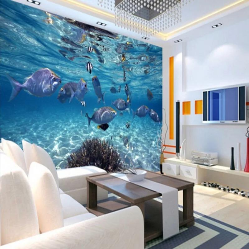 Cartoon 3d Wallpaper Creative Submarine World Marine Life Mural Bedroom Aquarium Living Room Wall Paper Home Decor